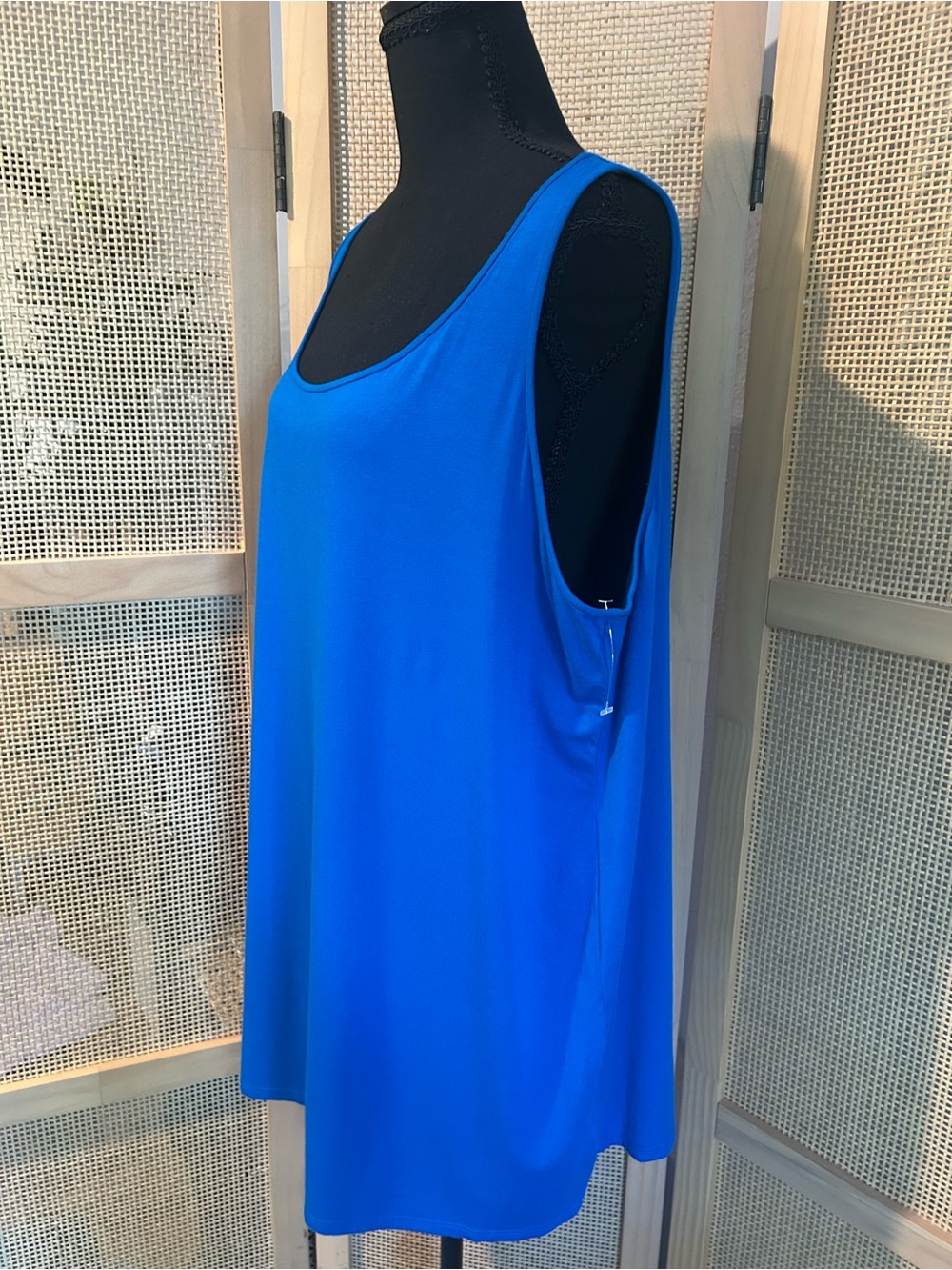 NWOT Eileen Fisher Woman Slim Tank Cobalt Royal Blue Viscose Jersey Plus 1X - Picture 2 of 11